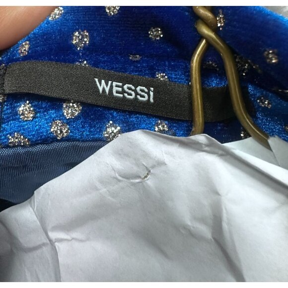 Dot Patterned Peak Lapel Royal Blue Men's Singer Performance Blazer - Wessi 50 - Picture 7 of 8